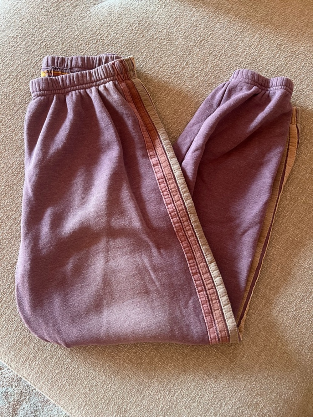 Aviator Nation Mauve Track Pants with Contrast Side Stripes
